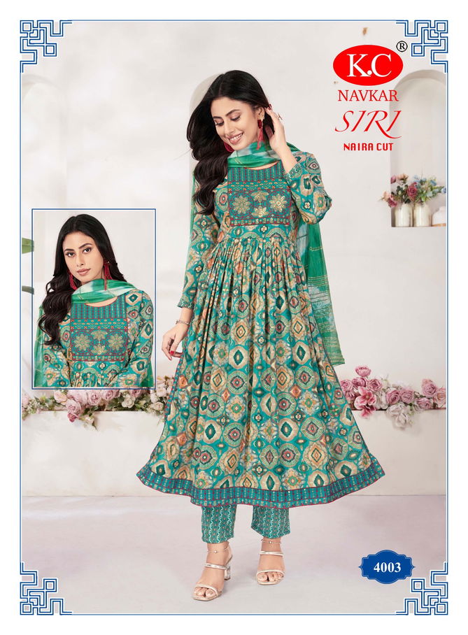 Siri Vol 4 By Kc Capsule Foil Printed Printed Naira Cut Kurti With Bottom Dupatta Wholesale Online